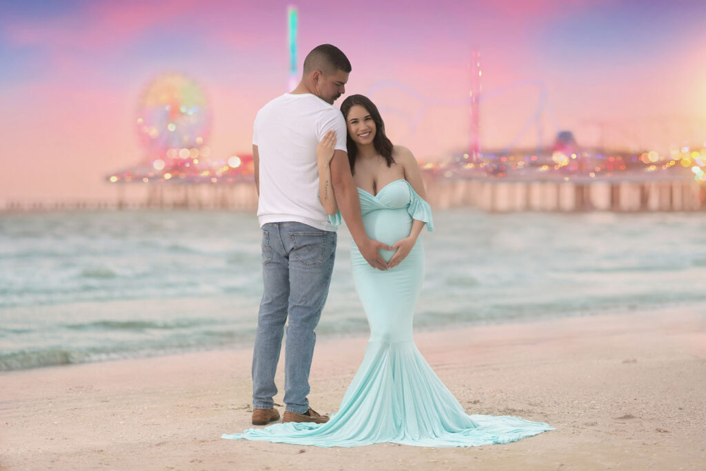 Couples maternity portrait on the beach in Clearwater Florida