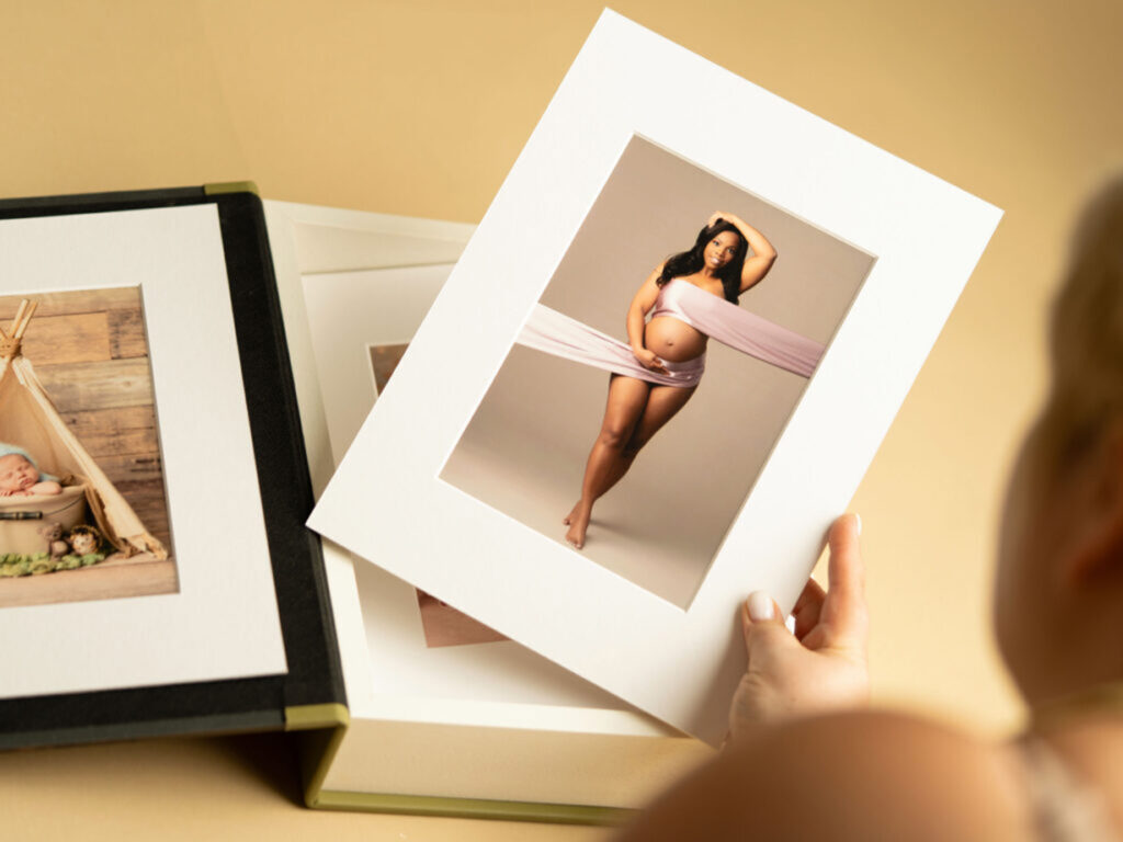 Matted prints of maternity portrait by SteinArtStudio