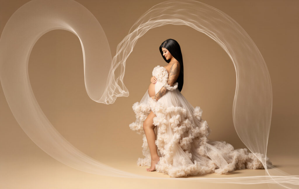 Luxury fine art maternity portrait photographed by SteinArtStudio, specializing in elegant maternity, newborn, baby, and family photography in Orlando, Florida.